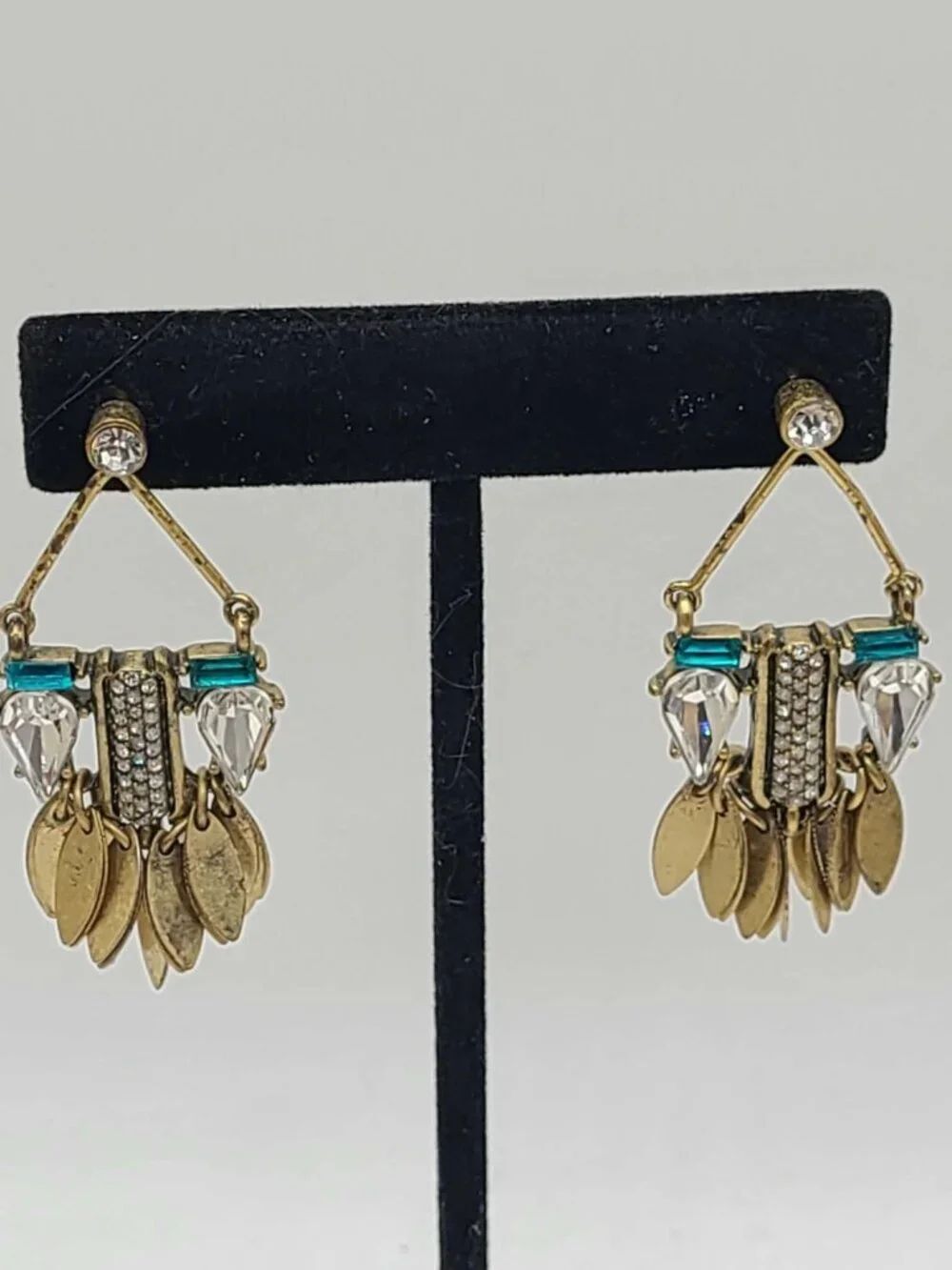 J Crew Vintage Gold Tone Drop Stud Earrings